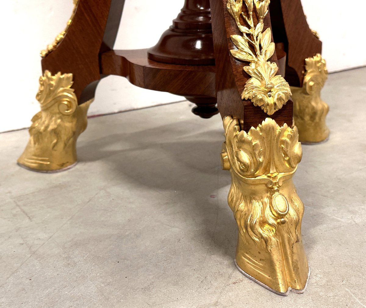 Important Napoleon III Pedestal 19th Century Mahogany Gilt Bronze-photo-6