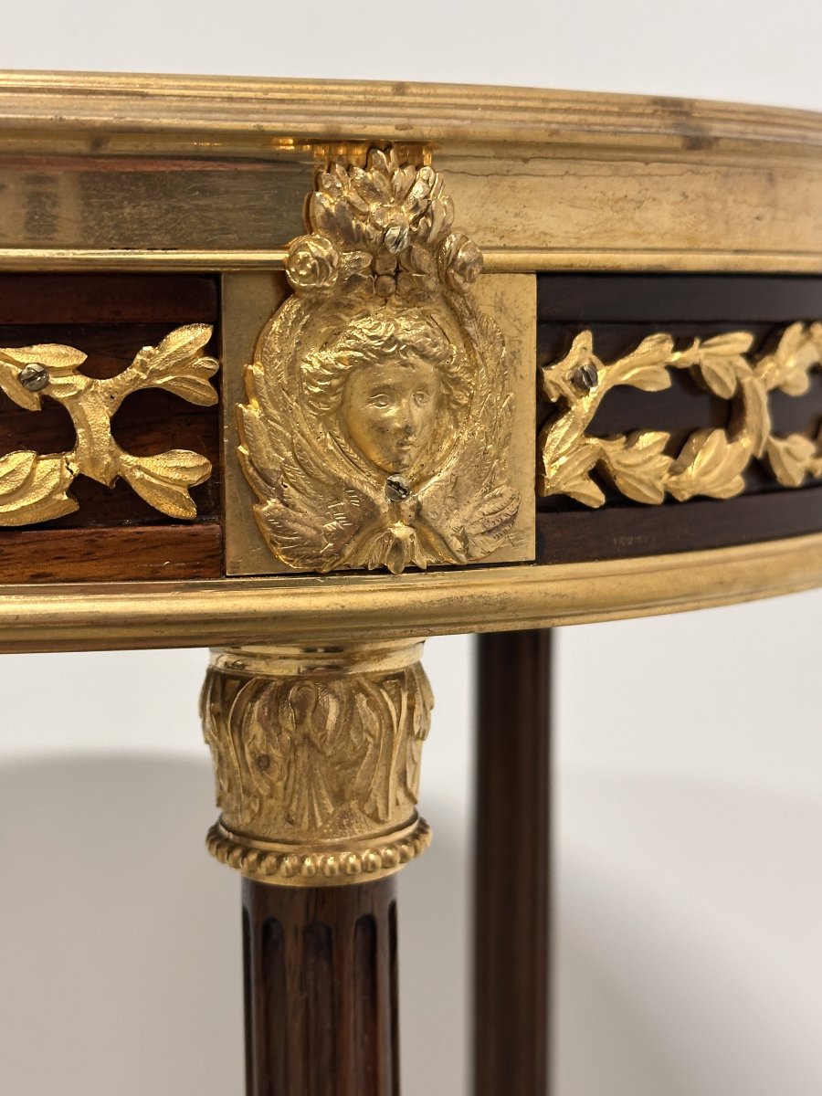 Oval Side Table Attributed To Henry Dasson, Paris, 19th Century-photo-3