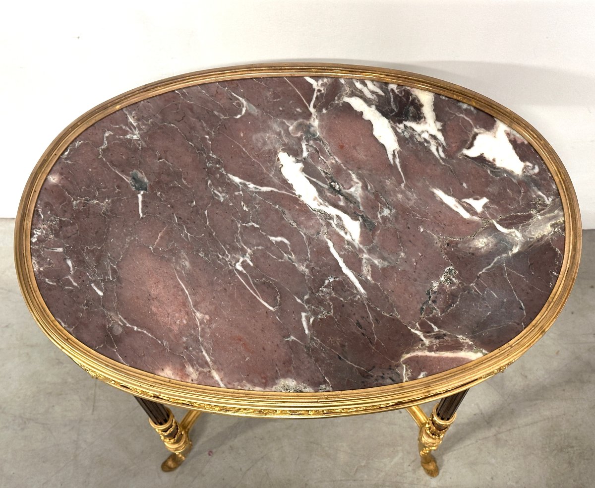 Oval Side Table Attributed To Henry Dasson, Paris, 19th Century-photo-4