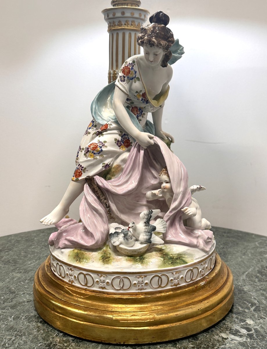 19th Century Neapolitan Porcelain Table Lamp-photo-2