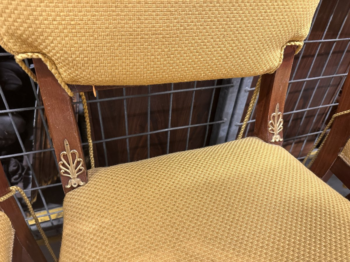 Ensemble de Quatre Chaises en Acajou de style Empire XIXe-photo-4