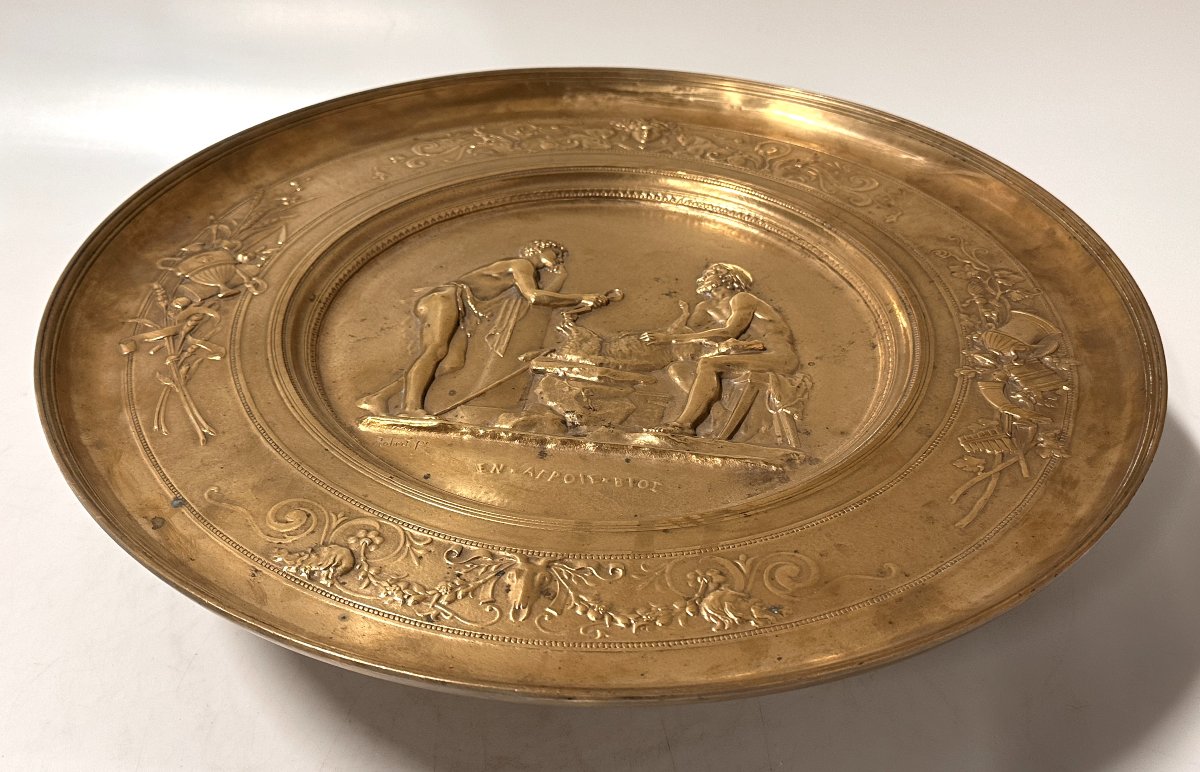 Bronze Centerpiece "en Agrois Bios" Signed "robert F." 19th Century -photo-4