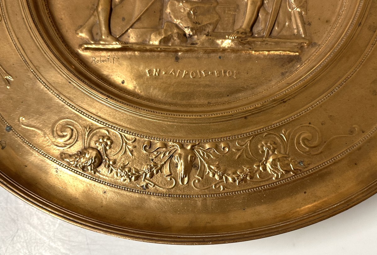 Bronze Centerpiece "en Agrois Bios" Signed "robert F." 19th Century -photo-3