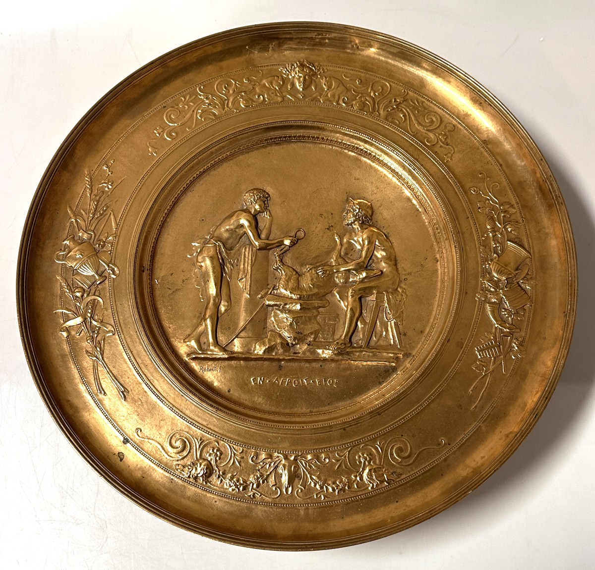 Bronze Centerpiece "en Agrois Bios" Signed "robert F." 19th Century 