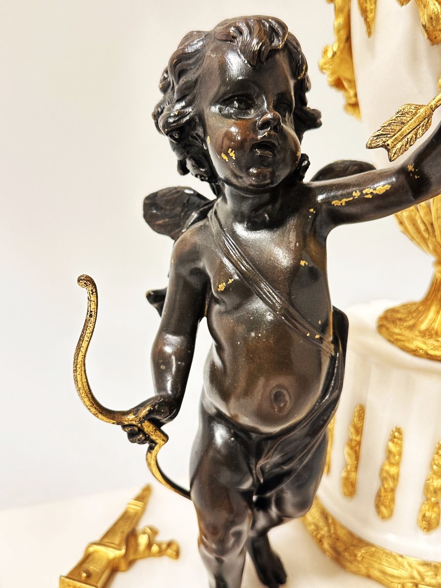 "cercle Tournant" Clock Louis XVI Style Carrara Marble And Bronze-photo-2