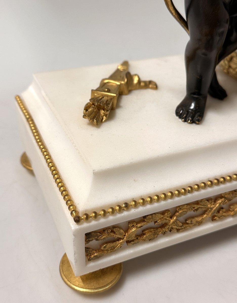 "cercle Tournant" Clock Louis XVI Style Carrara Marble And Bronze-photo-3