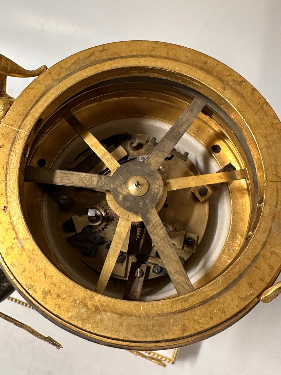 "cercle Tournant" Clock Louis XVI Style Carrara Marble And Bronze-photo-3
