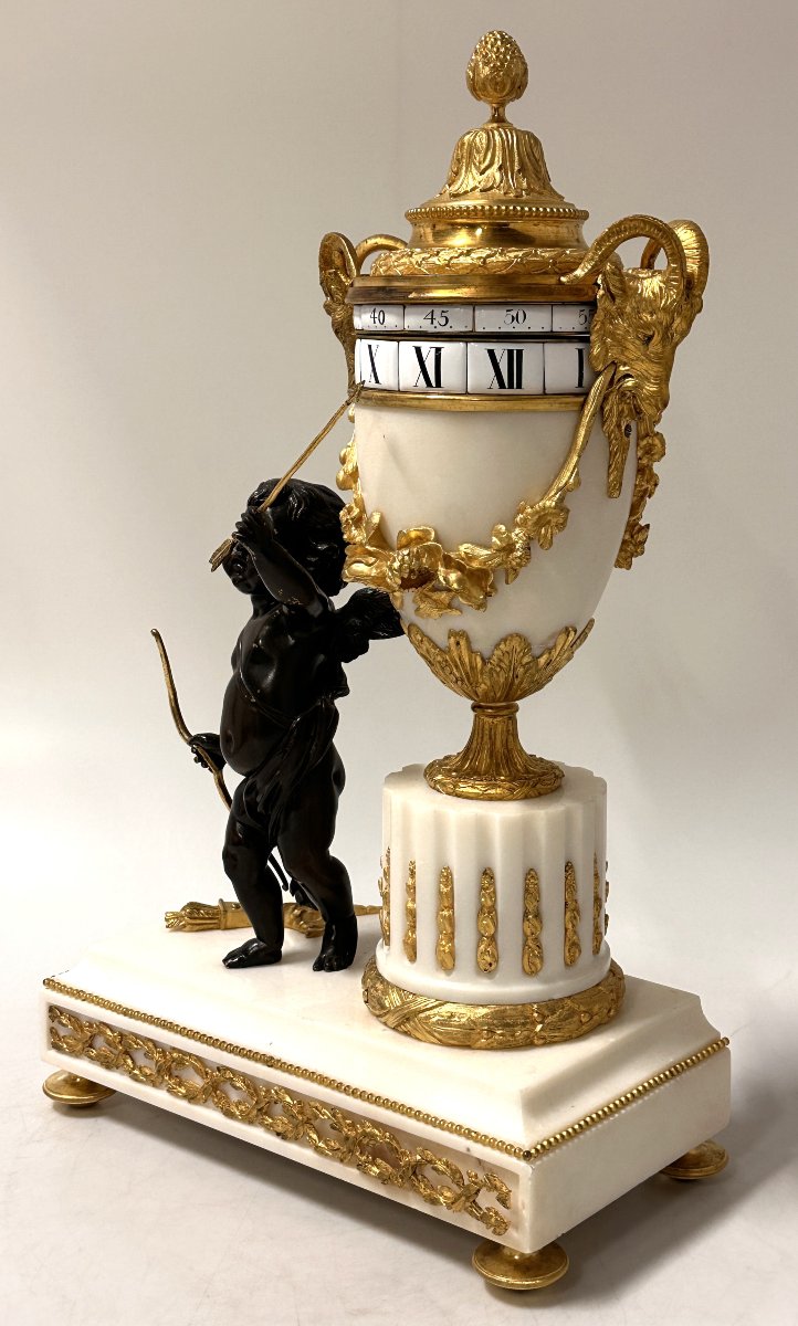 "cercle Tournant" Clock Louis XVI Style Carrara Marble And Bronze-photo-4