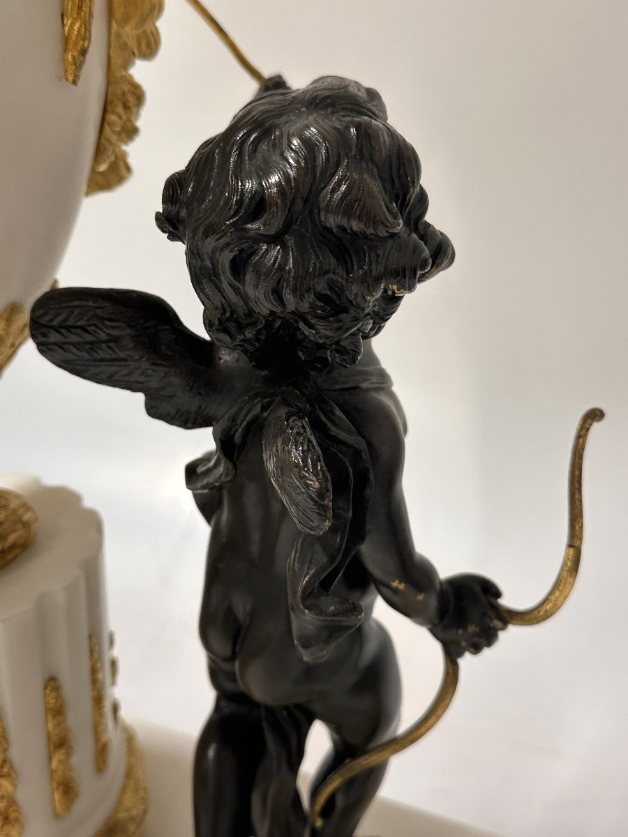 "cercle Tournant" Clock Louis XVI Style Carrara Marble And Bronze-photo-7