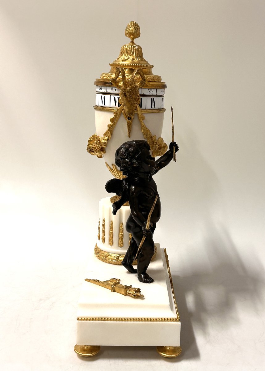 "cercle Tournant" Clock Louis XVI Style Carrara Marble And Bronze-photo-8