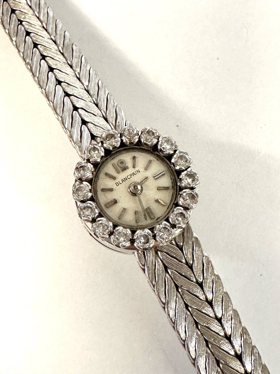 Art Deco Blancpain “cocktail” 18k White Gold And Diamond Wristwatch-photo-3