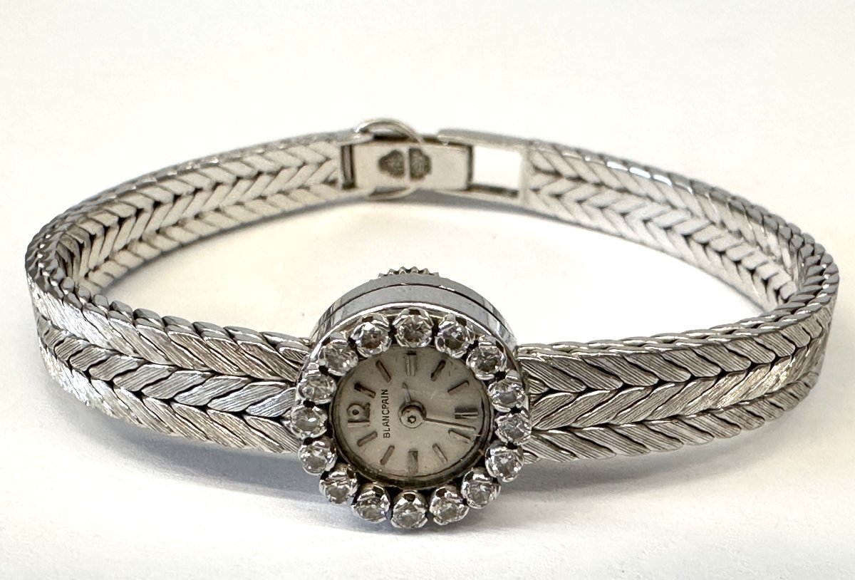 Art Deco Blancpain “cocktail” 18k White Gold And Diamond Wristwatch-photo-5