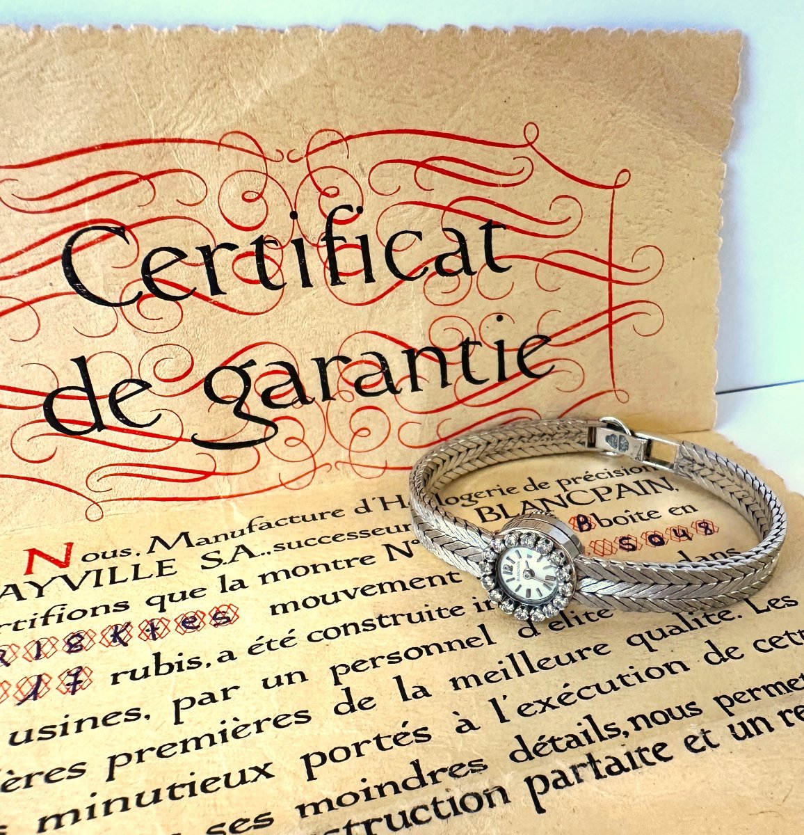 Art Deco Blancpain “cocktail” 18k White Gold And Diamond Wristwatch-photo-6