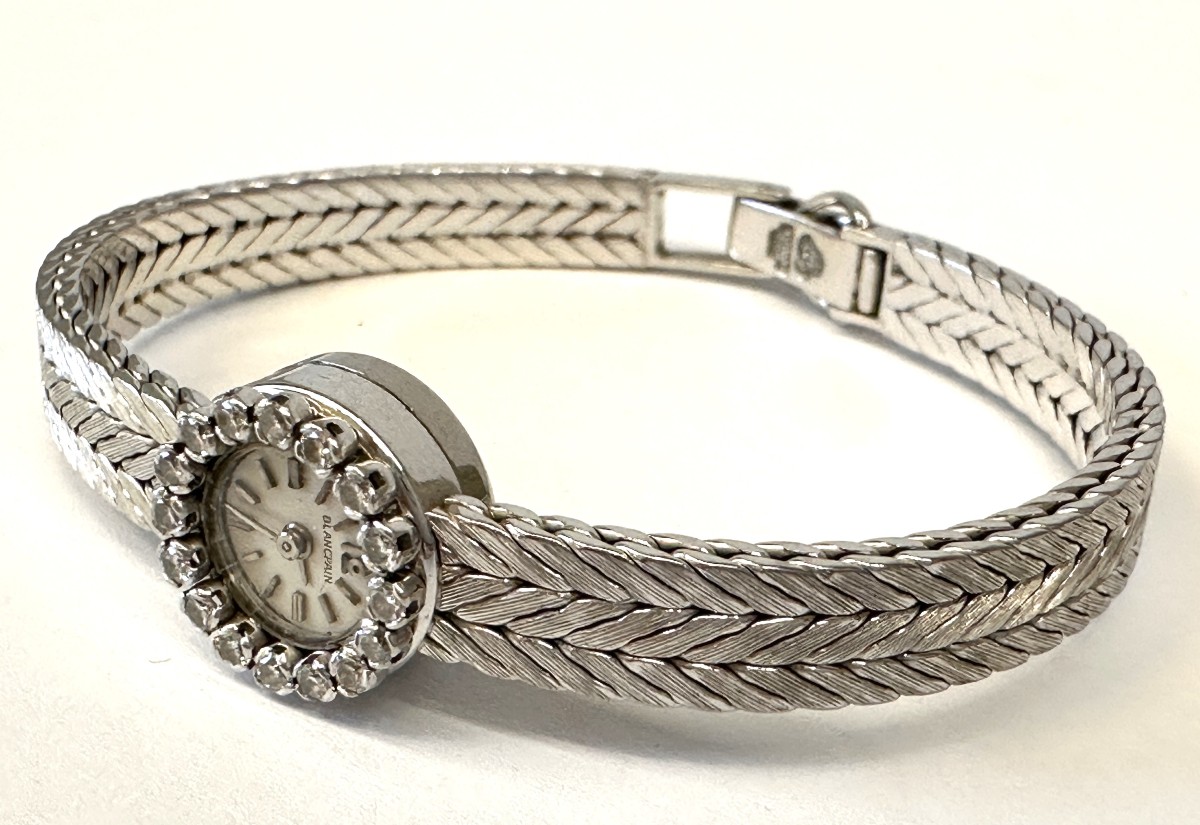 Art Deco Blancpain “cocktail” 18k White Gold And Diamond Wristwatch