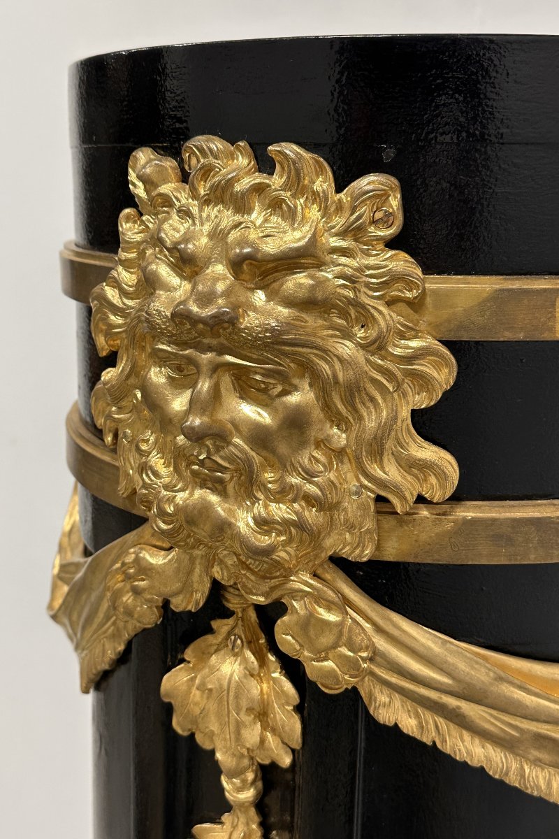 Colonne Napoléon III en Bois Noirci et Bronzes Dorés-photo-2