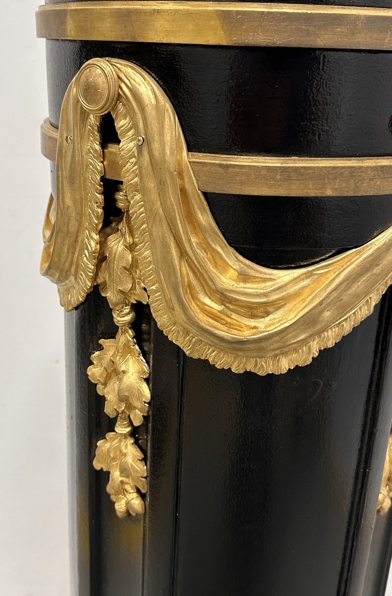 Colonne Napoléon III en Bois Noirci et Bronzes Dorés-photo-4