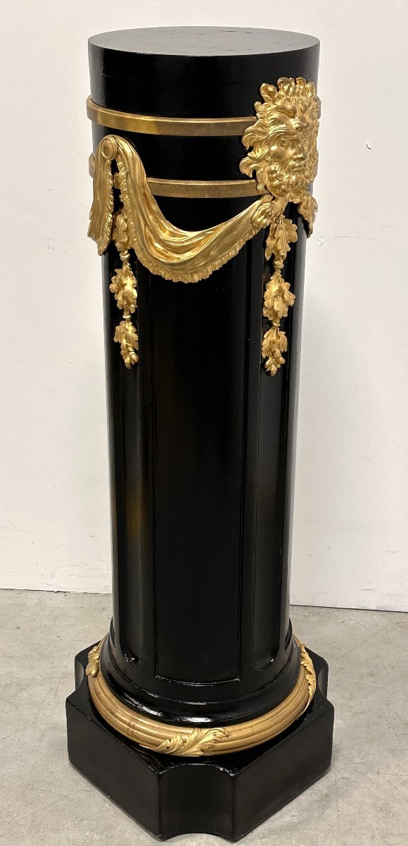 Colonne Napoléon III en Bois Noirci et Bronzes Dorés-photo-2