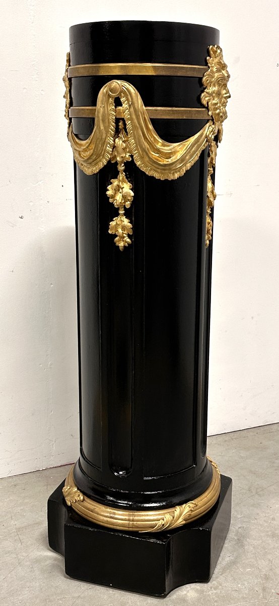 Colonne Napoléon III en Bois Noirci et Bronzes Dorés-photo-3