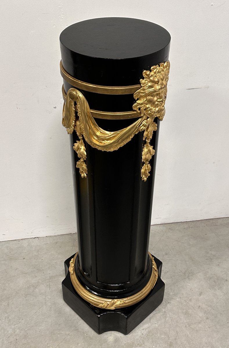 Colonne Napoléon III en Bois Noirci et Bronzes Dorés-photo-6