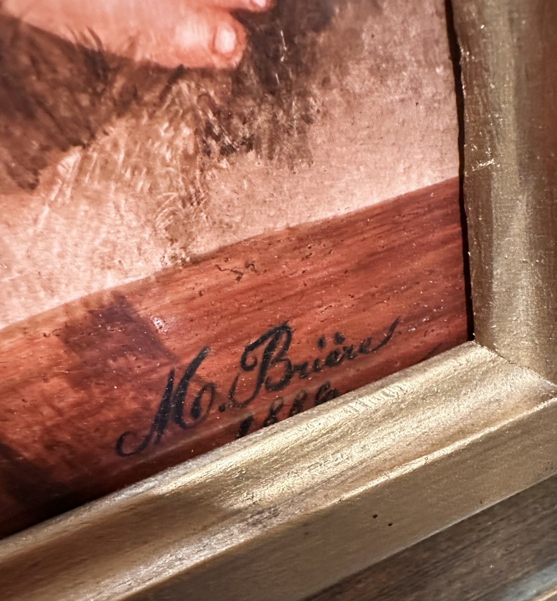 Porcelain Plaque "sleeping Love", Signed M. Brière, Circa 1886-photo-4
