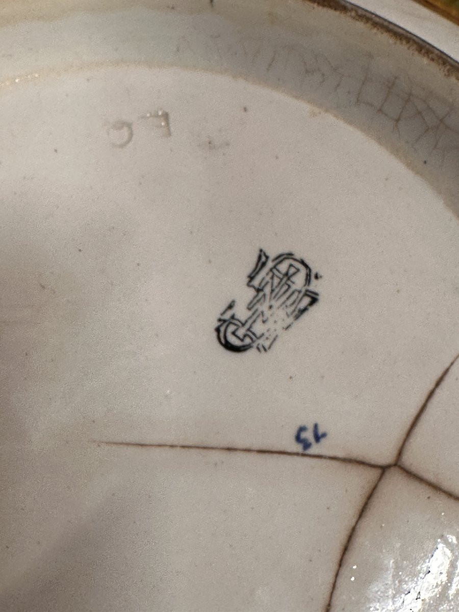 Plat Décoratif Italien en Céramique émaillée, Décor Grotesque Renaissance, fin XIXe / début XX-photo-4