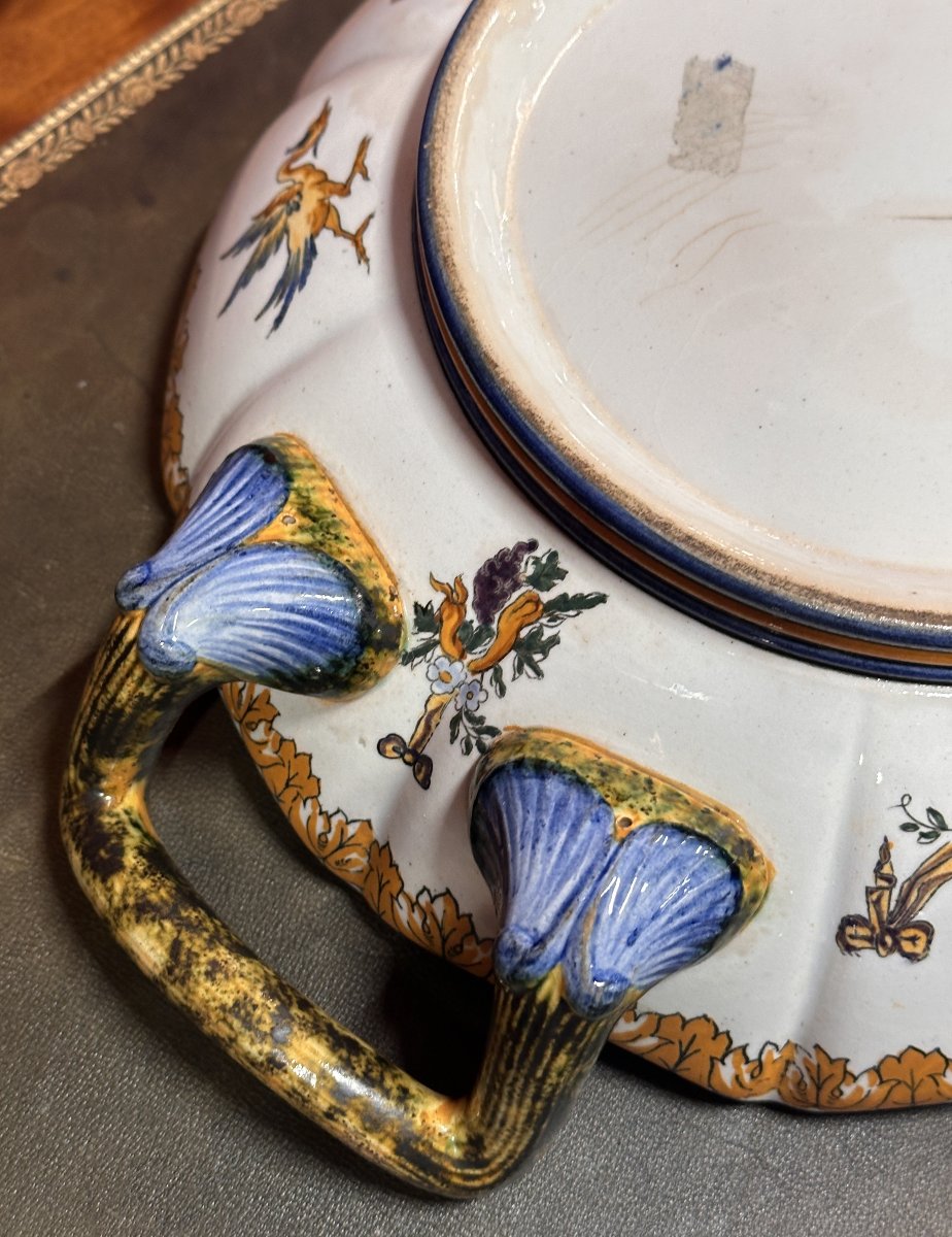 Plat Décoratif Italien en Céramique émaillée, Décor Grotesque Renaissance, fin XIXe / début XX-photo-5