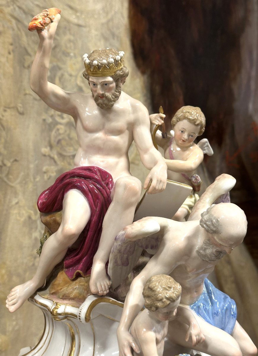 Grande Pendule de Cheminée Meissen avec Socle Modèle Figuratif 77 cm 19ème siècle-photo-3