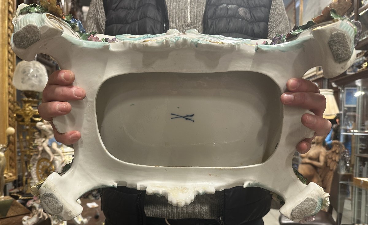 Grande Pendule de Cheminée Meissen avec Socle Modèle Figuratif 77 cm 19ème siècle-photo-2