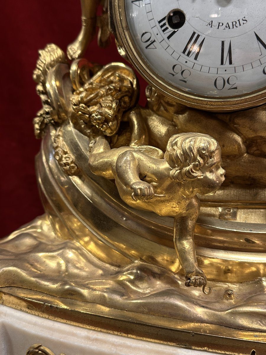 Clock "allegory Of Maritime Commerce" Signed Jn Bᵗᵉ Helye, Paris, Louis XVI Period-photo-4