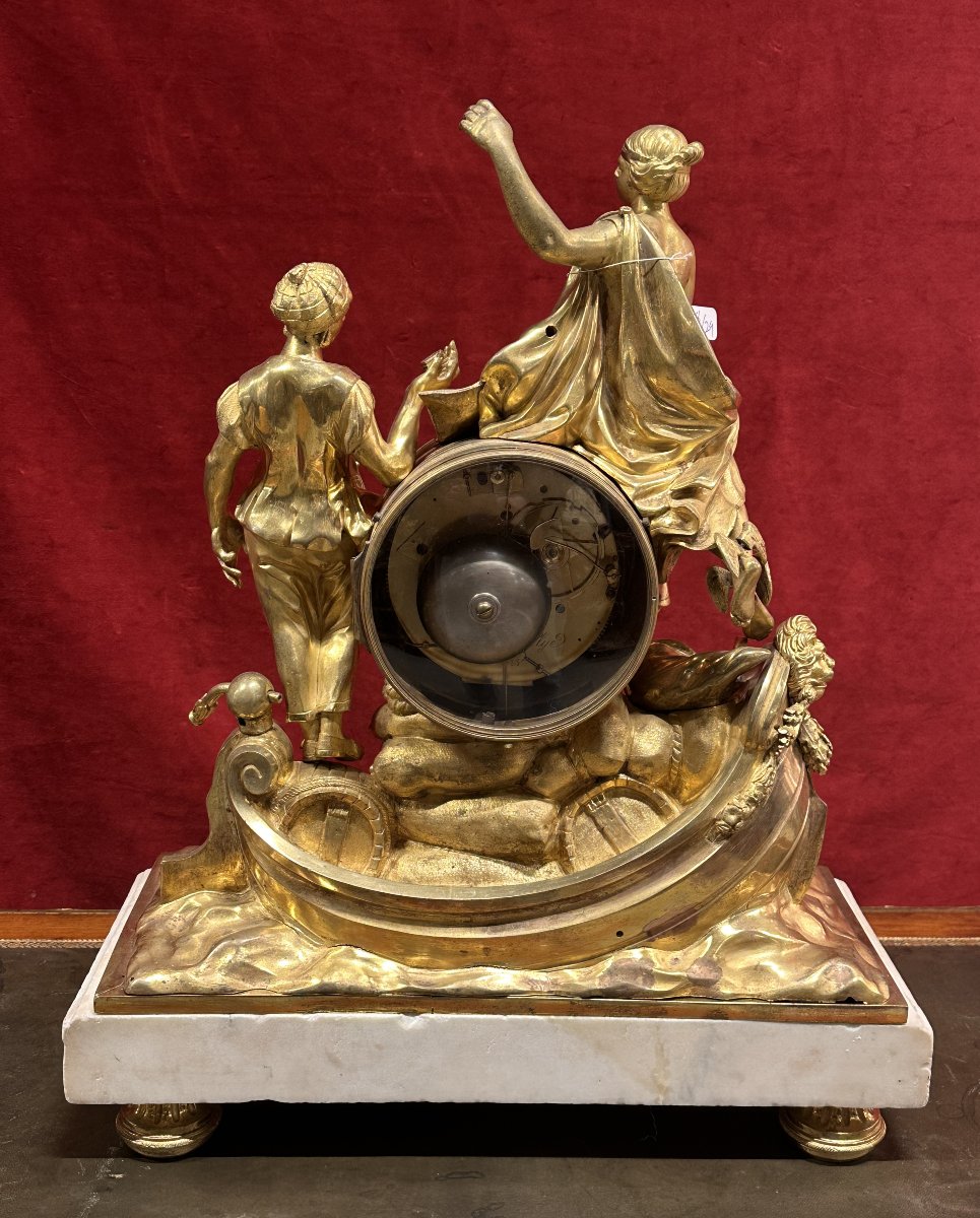 Clock "allegory Of Maritime Commerce" Signed Jn Bᵗᵉ Helye, Paris, Louis XVI Period-photo-5