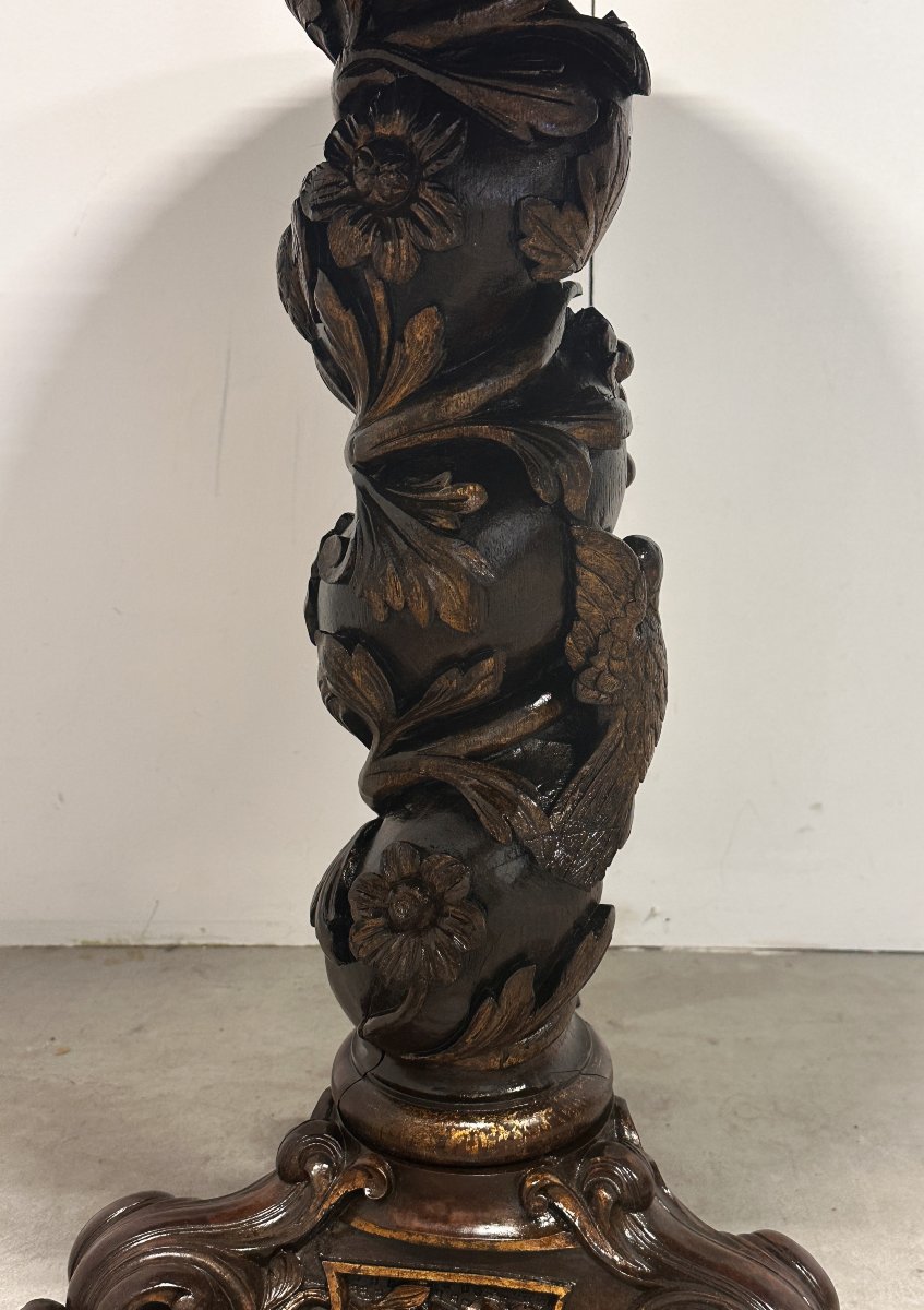 19th Century Neo-renaissance Pietra Dura Table In Black Marble-photo-3