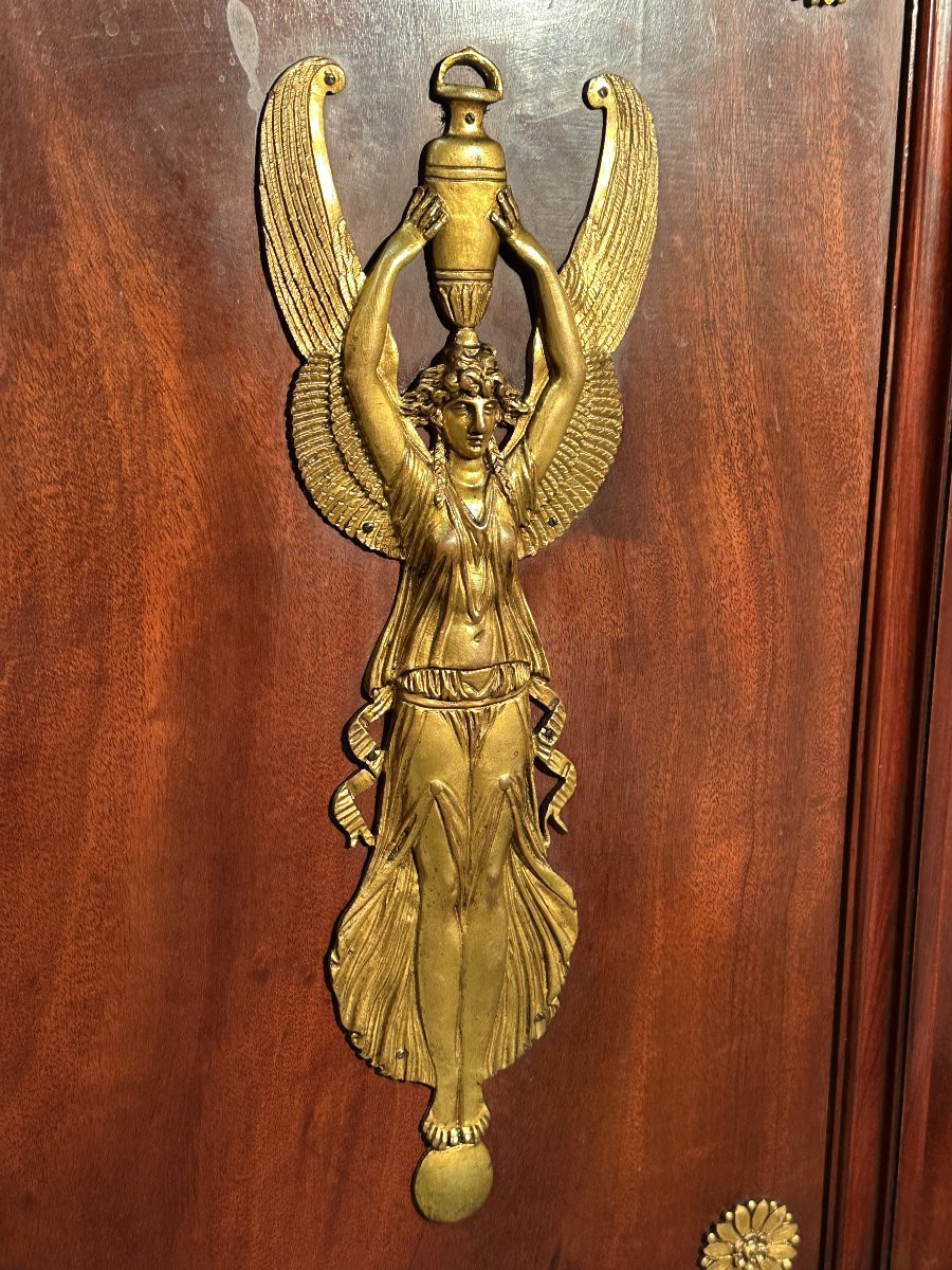 Grand Palace Library Bookcase In Mahogany Empire Style Circa 1880-photo-2