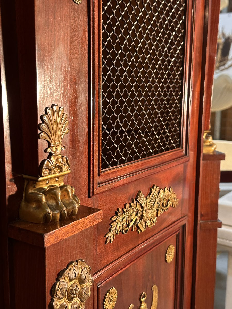 Grand Palace Library Bookcase In Mahogany Empire Style Circa 1880-photo-3