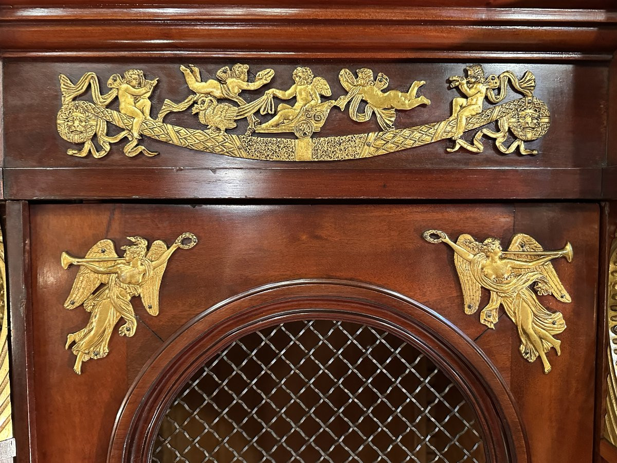 Grand Palace Library Bookcase In Mahogany Empire Style Circa 1880-photo-5