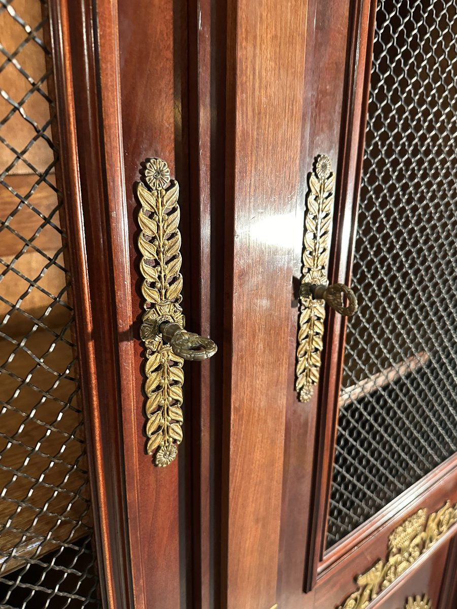 Grand Palace Library Bookcase In Mahogany Empire Style Circa 1880-photo-6