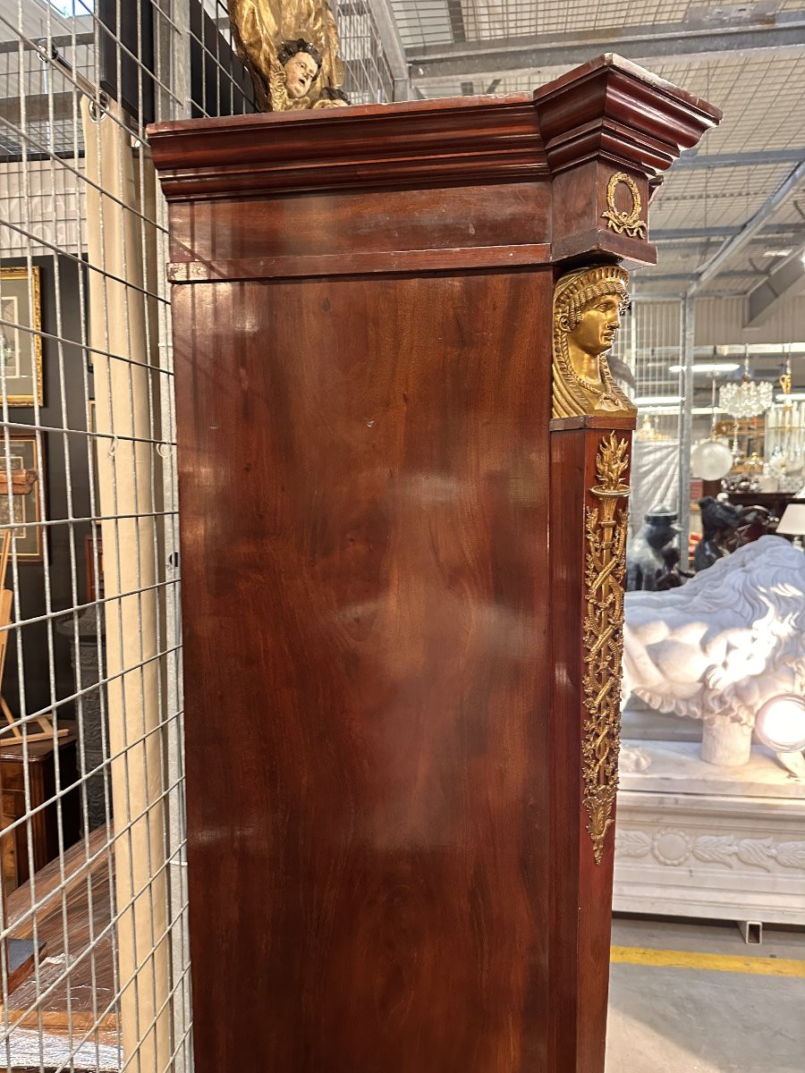 Grand Palace Library Bookcase In Mahogany Empire Style Circa 1880-photo-8