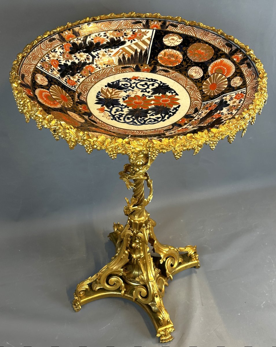 Gilt Bronze And Imari Porcelain Guéridon, 19th Century-photo-7