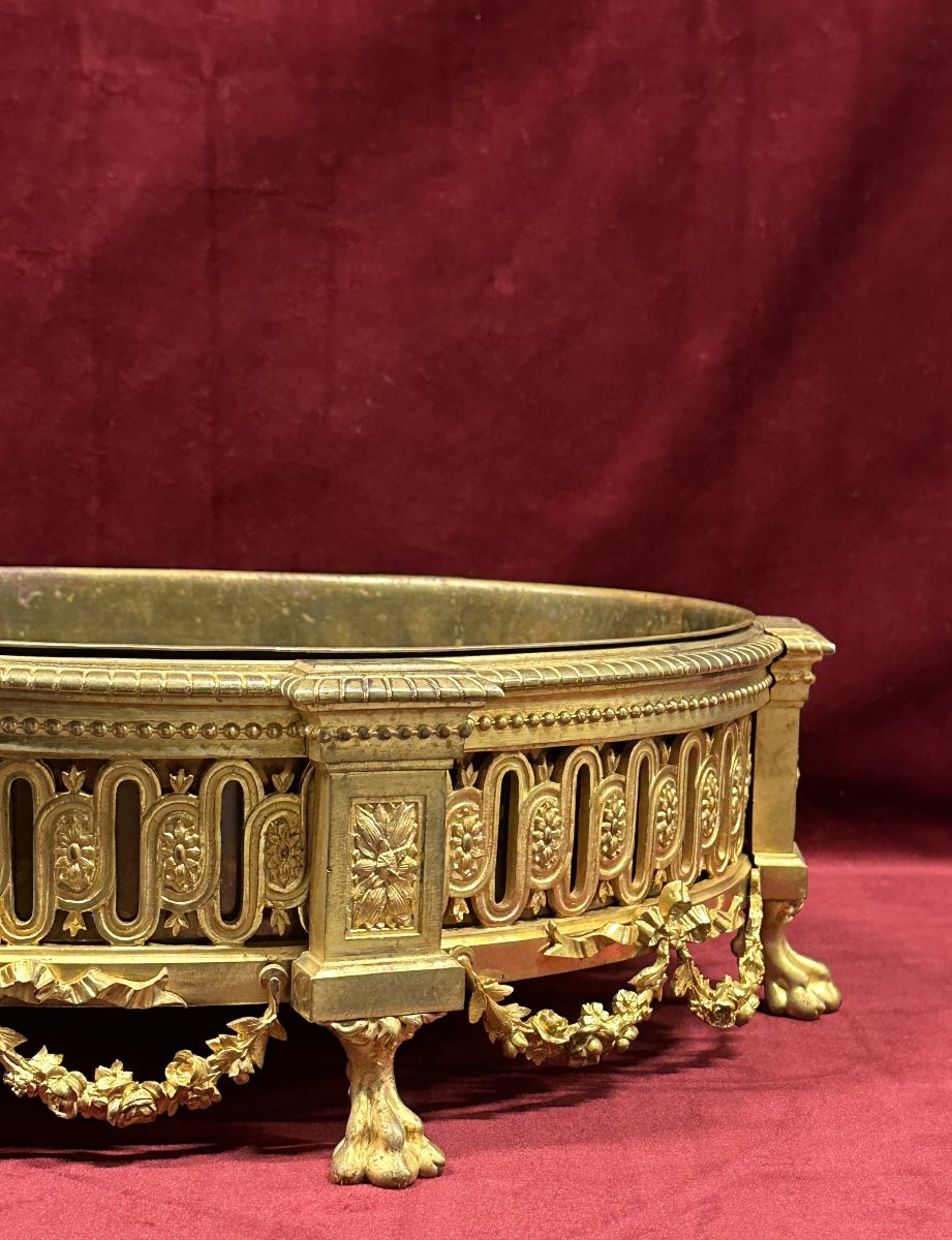 Louis XVI Gilt Bronze Jardinière Napoleon III Period 19th Century-photo-4