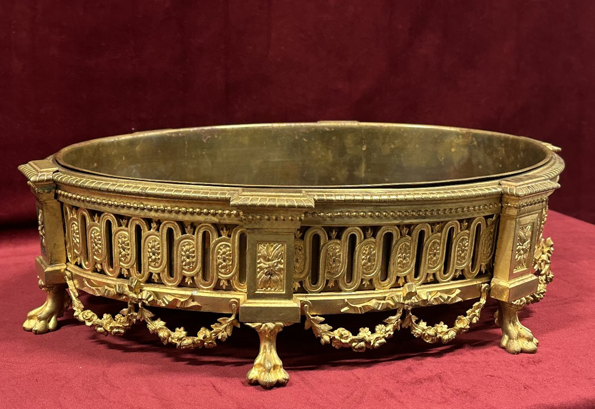  Louis XVI Gilt Bronze Jardinière Napoleon III Period 19th Century-photo-2