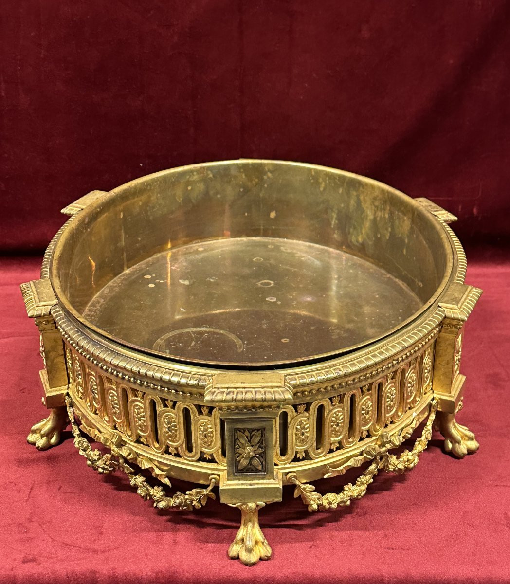  Louis XVI Gilt Bronze Jardinière Napoleon III Period 19th Century-photo-5