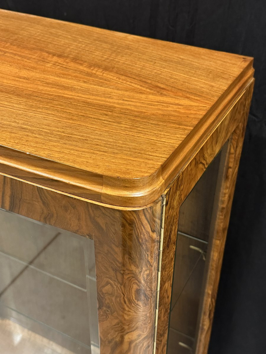 Vitrine Art Déco en Placage de Noyer Moucheté, vers 1925-photo-2