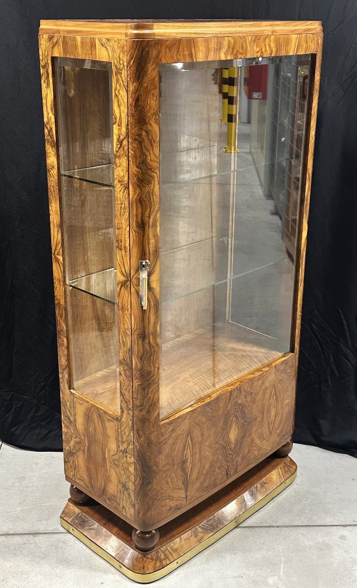 Vitrine Art Déco en Placage de Noyer Moucheté, vers 1925-photo-3
