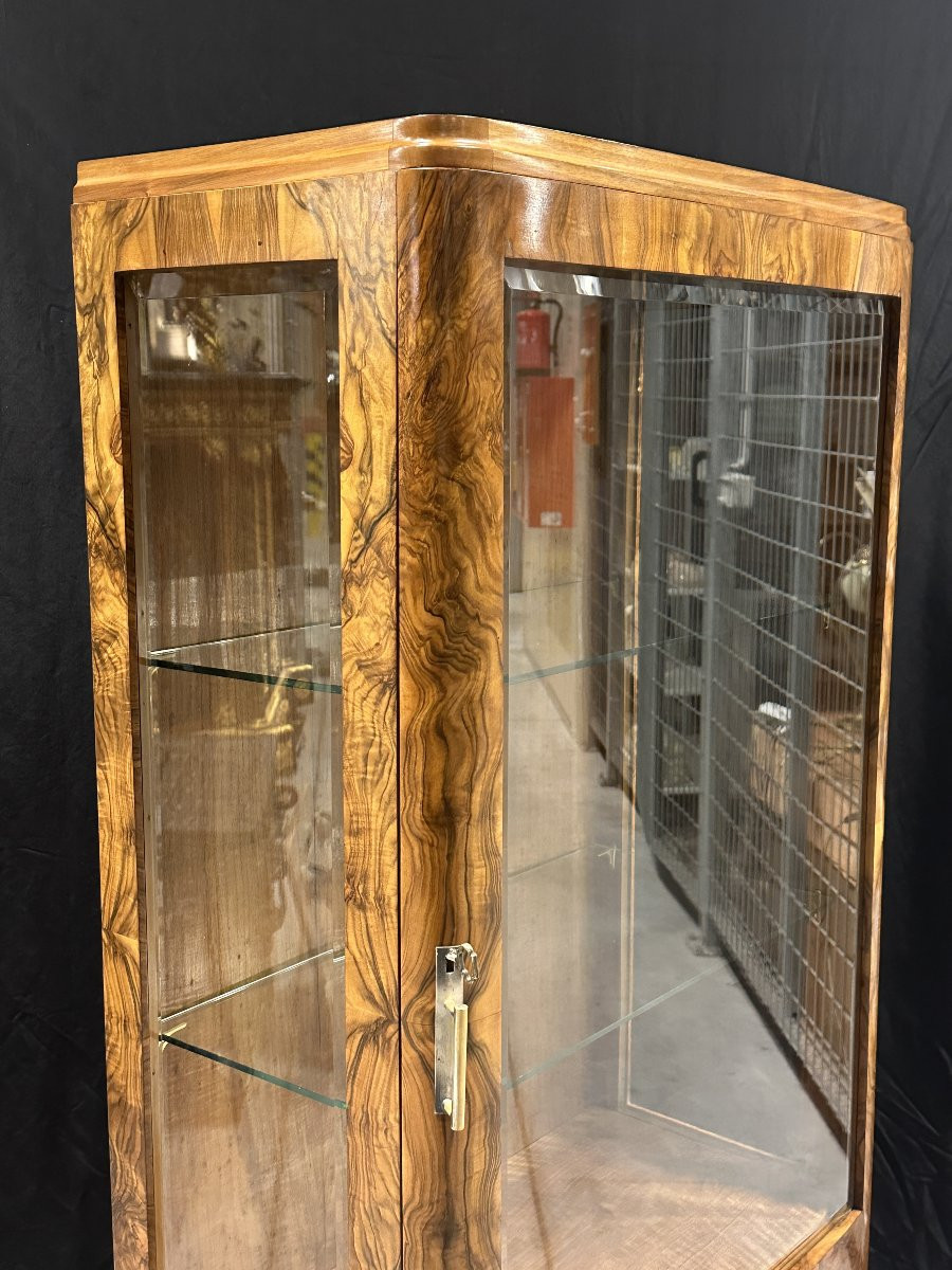Vitrine Art Déco en Placage de Noyer Moucheté, vers 1925-photo-4