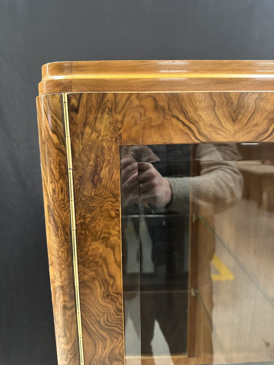 Vitrine Art Déco en Placage de Noyer Moucheté, vers 1925-photo-8