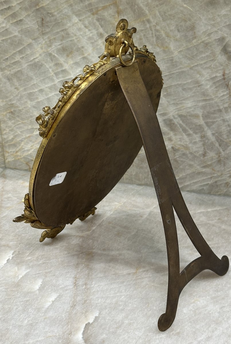 Miroir de Table en Bronze Doré et Émail Cloisonné, Décor de Colombes, Napoléon III-photo-4