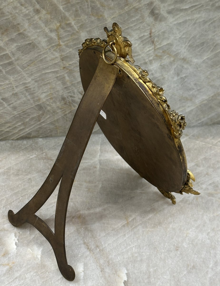 Miroir de Table en Bronze Doré et Émail Cloisonné, Décor de Colombes, Napoléon III-photo-5