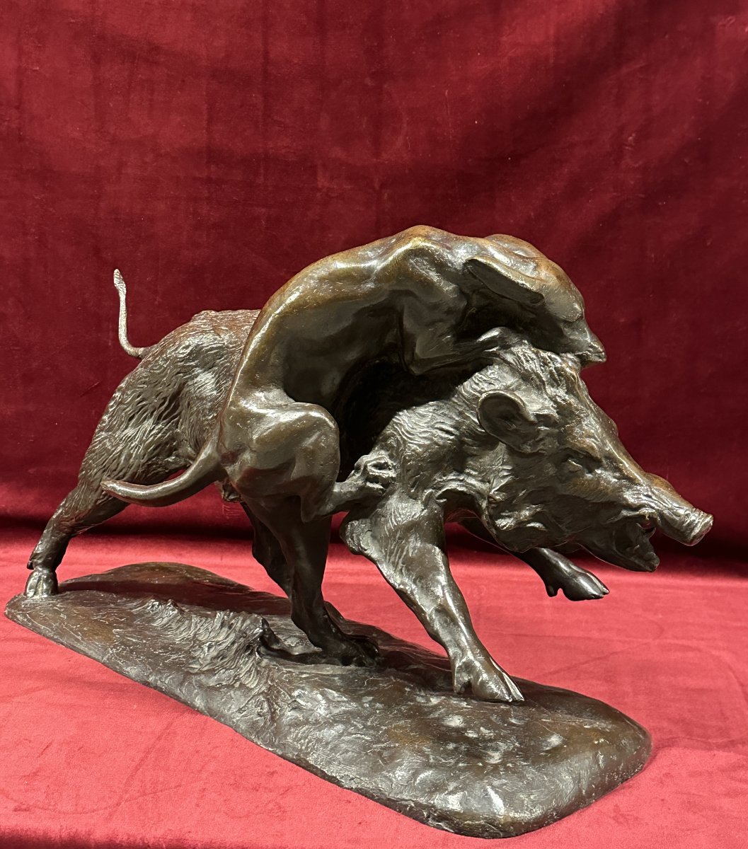 Isidore Jules Bonheur (1827-1901) Groupe de Bronze de Chasse-photo-3