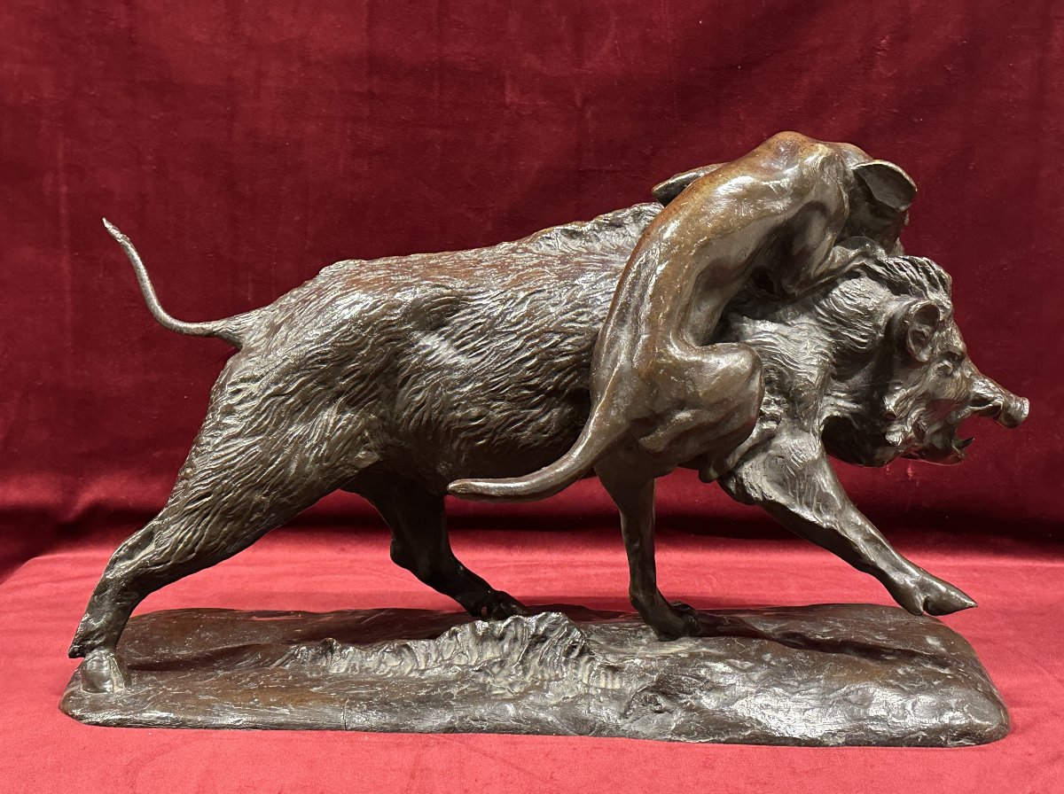 Isidore Jules Bonheur (1827-1901) Groupe de Bronze de Chasse-photo-4