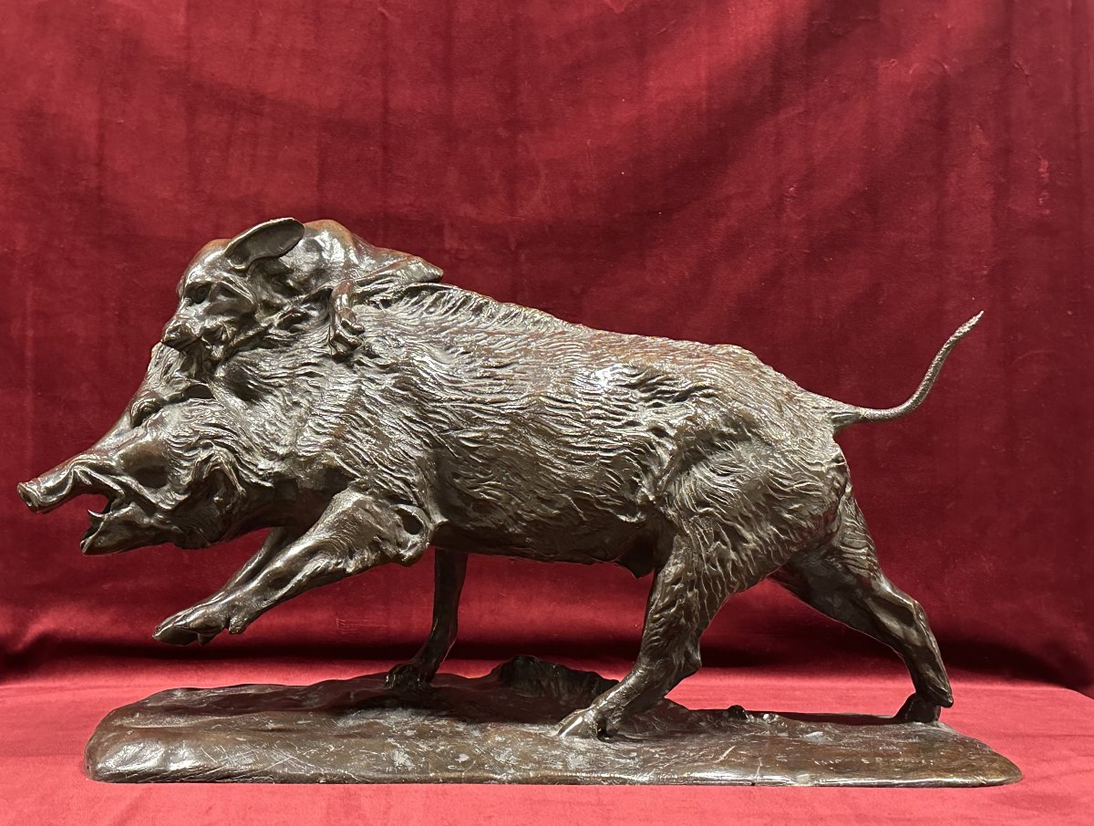 Isidore Jules Bonheur (1827-1901) Groupe de Bronze de Chasse-photo-3