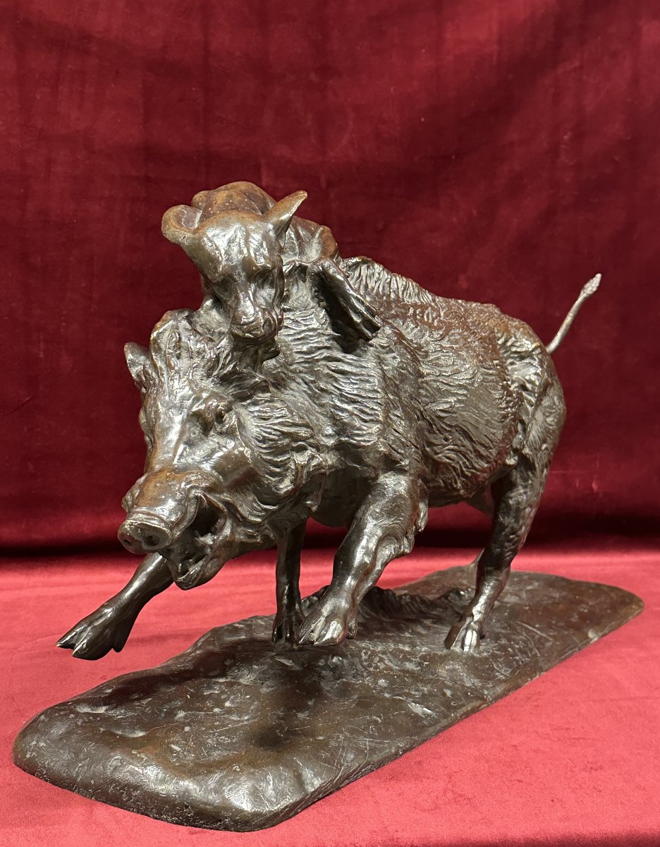Isidore Jules Bonheur (1827-1901) Groupe de Bronze de Chasse-photo-4